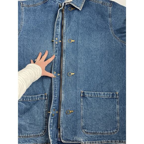 Vintage 90s Summit Hill Flannel Lined Denim Jacket Chore Barn Coat Woman’s 2XL - Picture 8 of 10